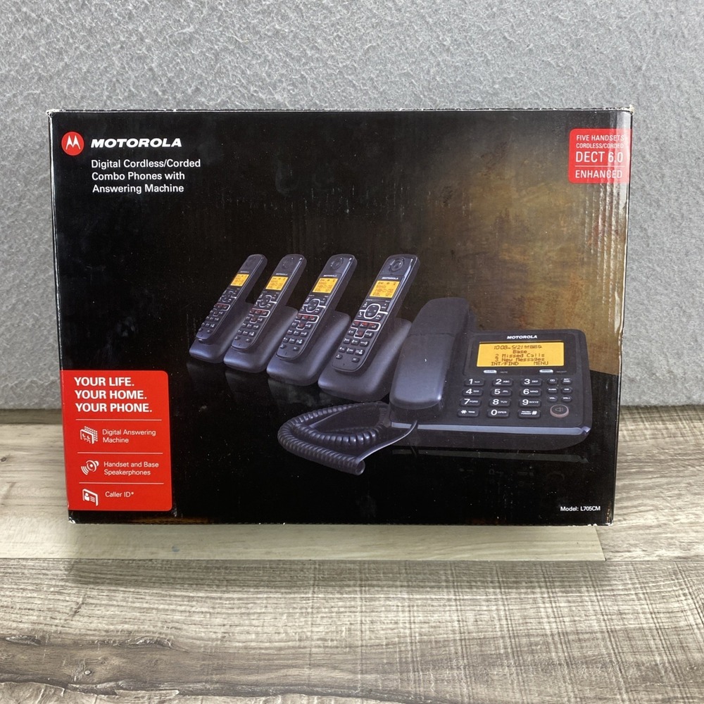 Motorola Cordless and Corded Phones 5 Phone Set Answering Machine Dect 6 READ